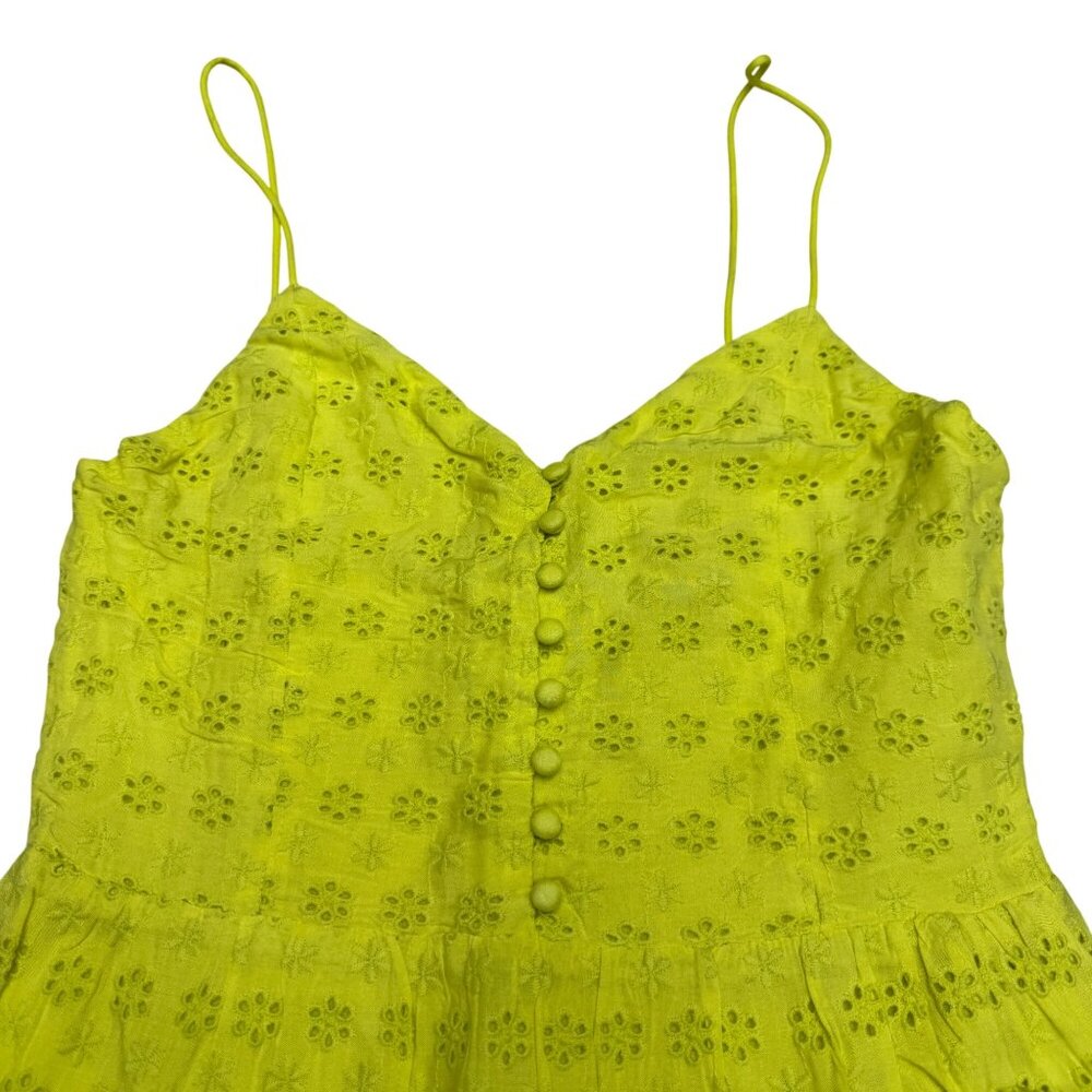 Alice + Olivia Fae Eyelet Embroidered Minidress Women's Lemon Sorbet, Sz 6 NWOT - Picture 4 of 7